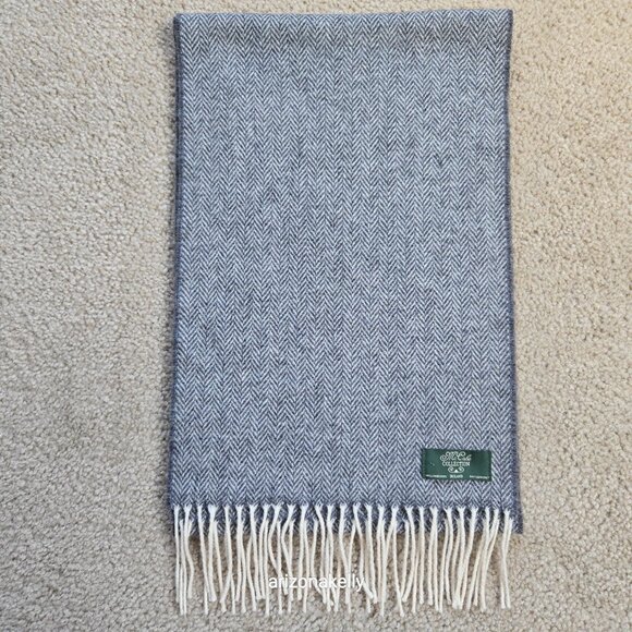 NWOT McCabe Collection Lambswool Scarf 100% Wool Grey Herringbone Ireland - Picture 2 of 12